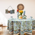 Hand Block Print Paisley Floral Tablecloth Round Square Cotton Table Linen