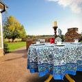 Block Print Paisley Tablecloth For Rectangle Square Round Table Cotton Blue Green