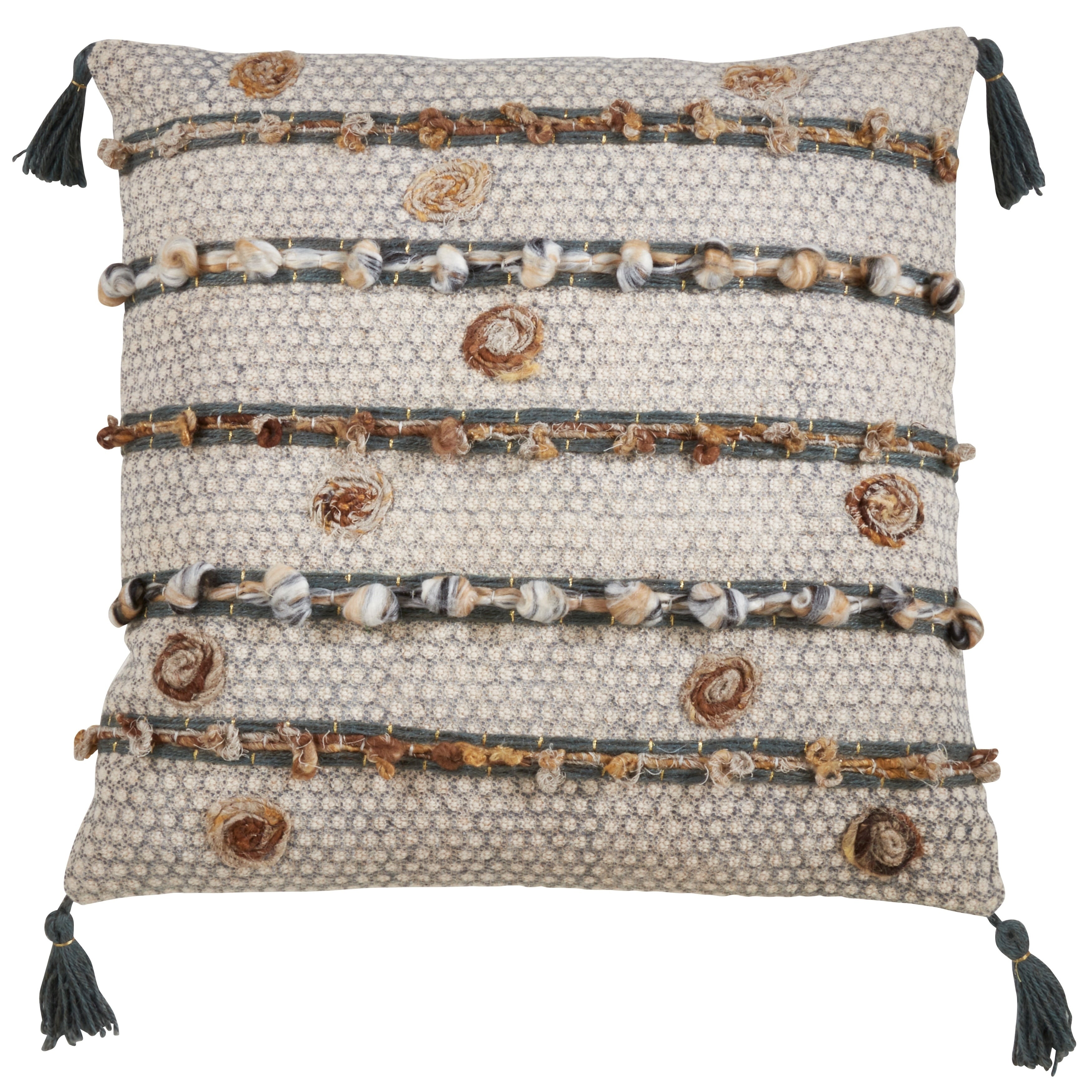 Block Print Embroidered Design Throw Pillow