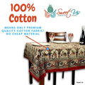Block Print Floral Paisley Elephant Tablecloth Rectangle 70X102 Beige Red Blue 70 X 102 Inches