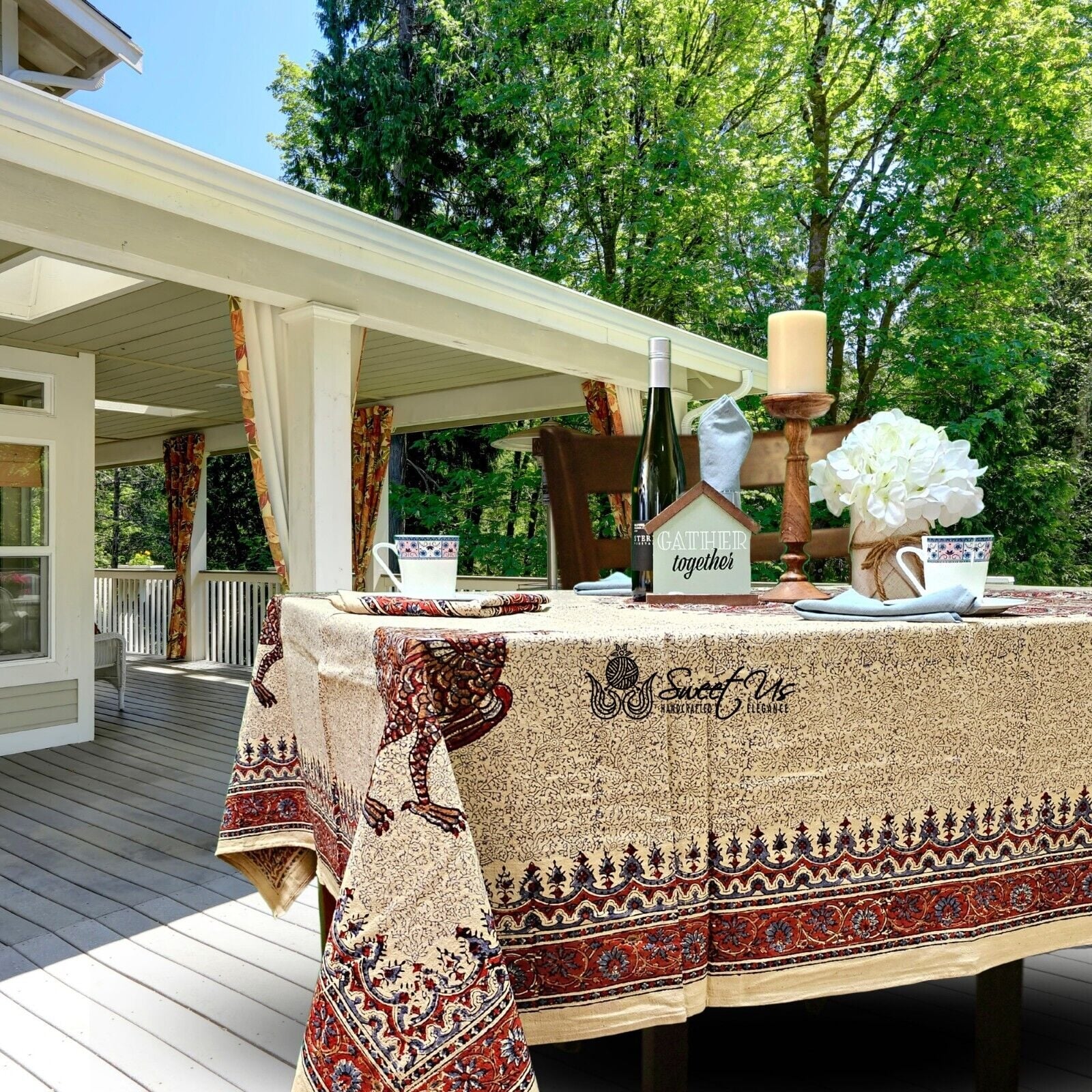 Peacock Paradise Paisley Floral Tablecloth Rectangular Round Square
