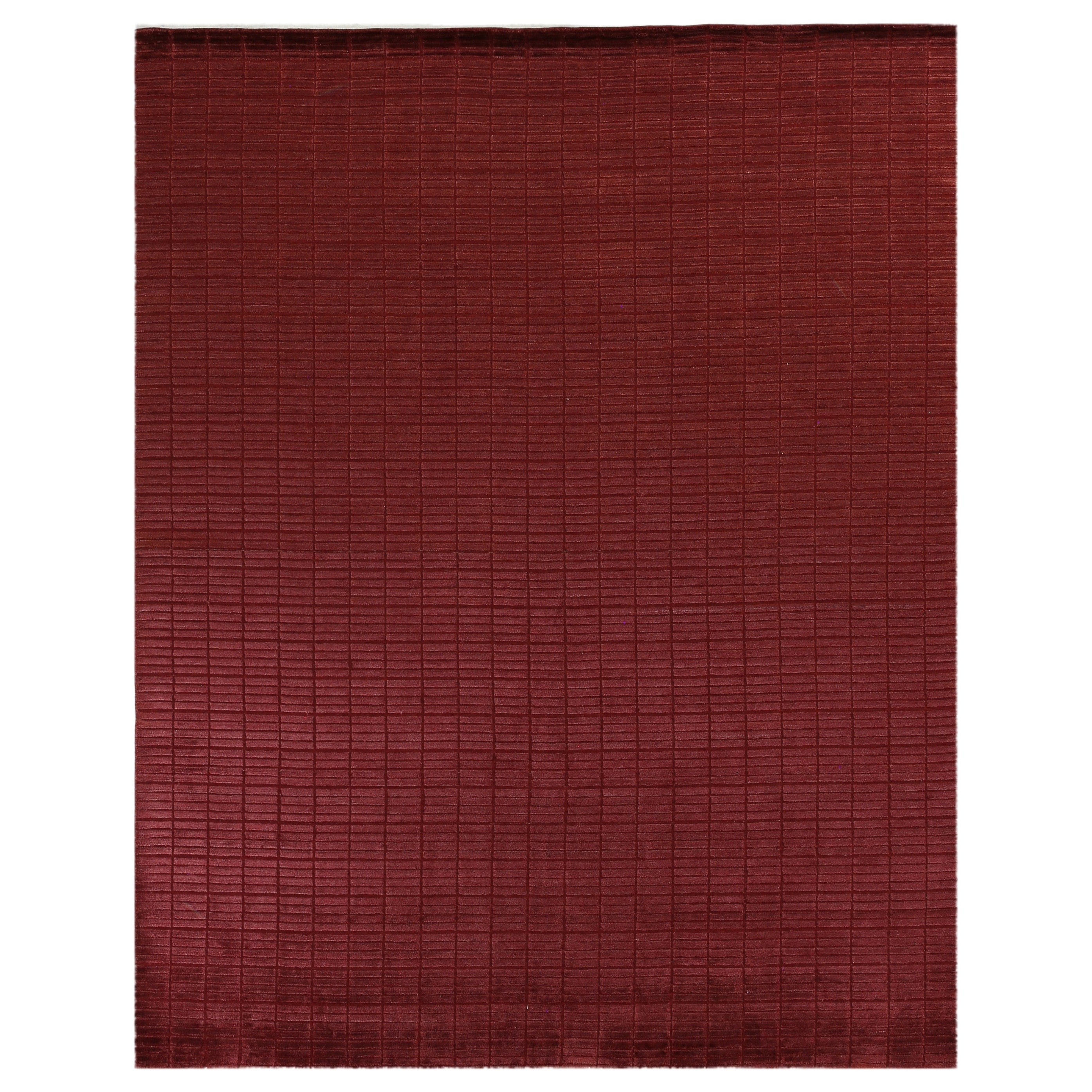 Blocks Handloomed Viscose Red Area Rug 9 X 11