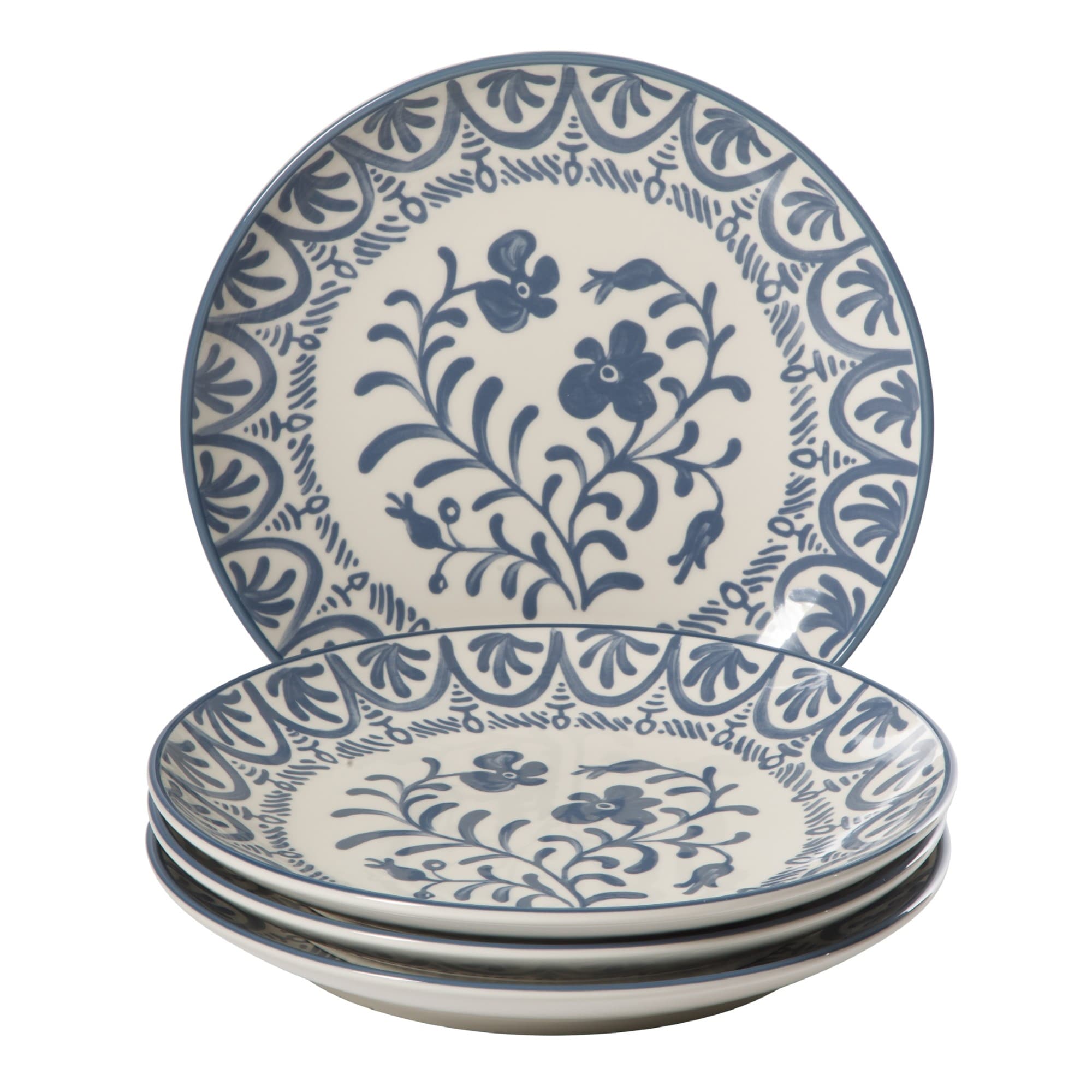 Bloomhouse 2 Time Oprahs Favorite Things Valencia Flor 4 Piece 10.75 Dinner Plate Set Stoneware Floral Decal Design