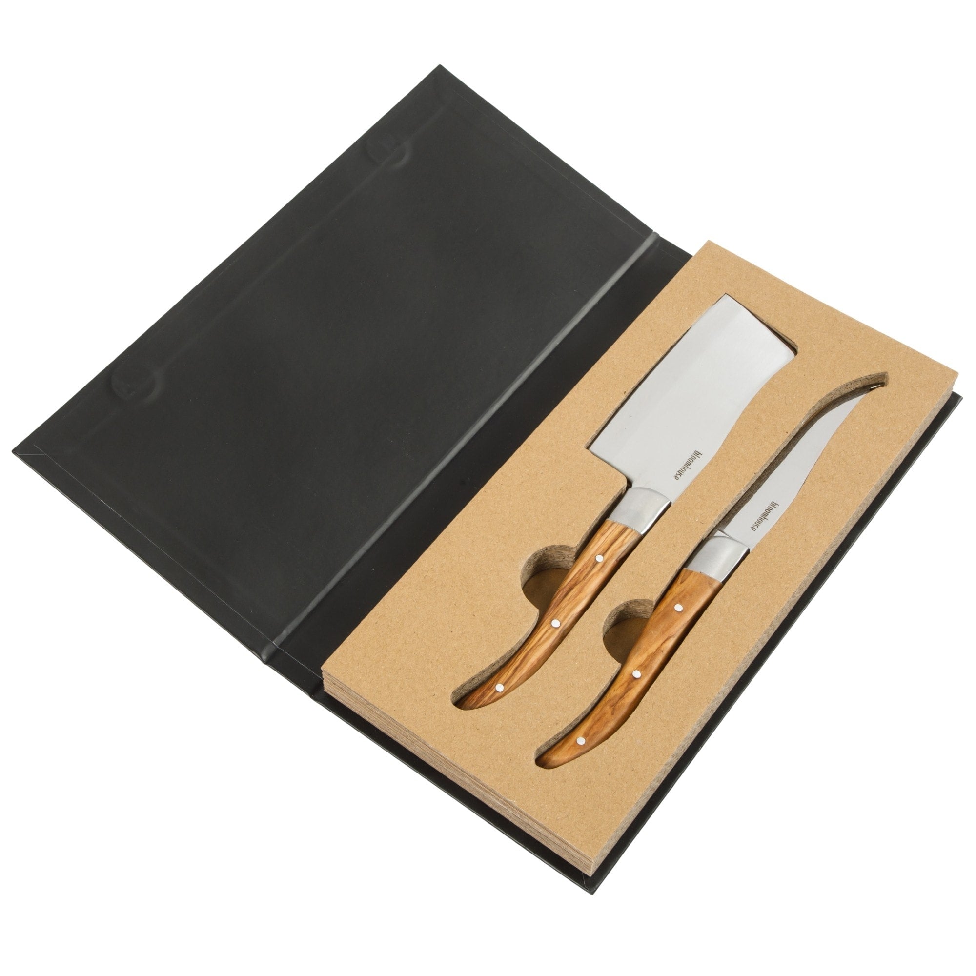 Bloomhouse 2 Piece German Steel Cheese Knife Set With Olive Wood Handles Cheese Knives For Charcuterie Entertaining