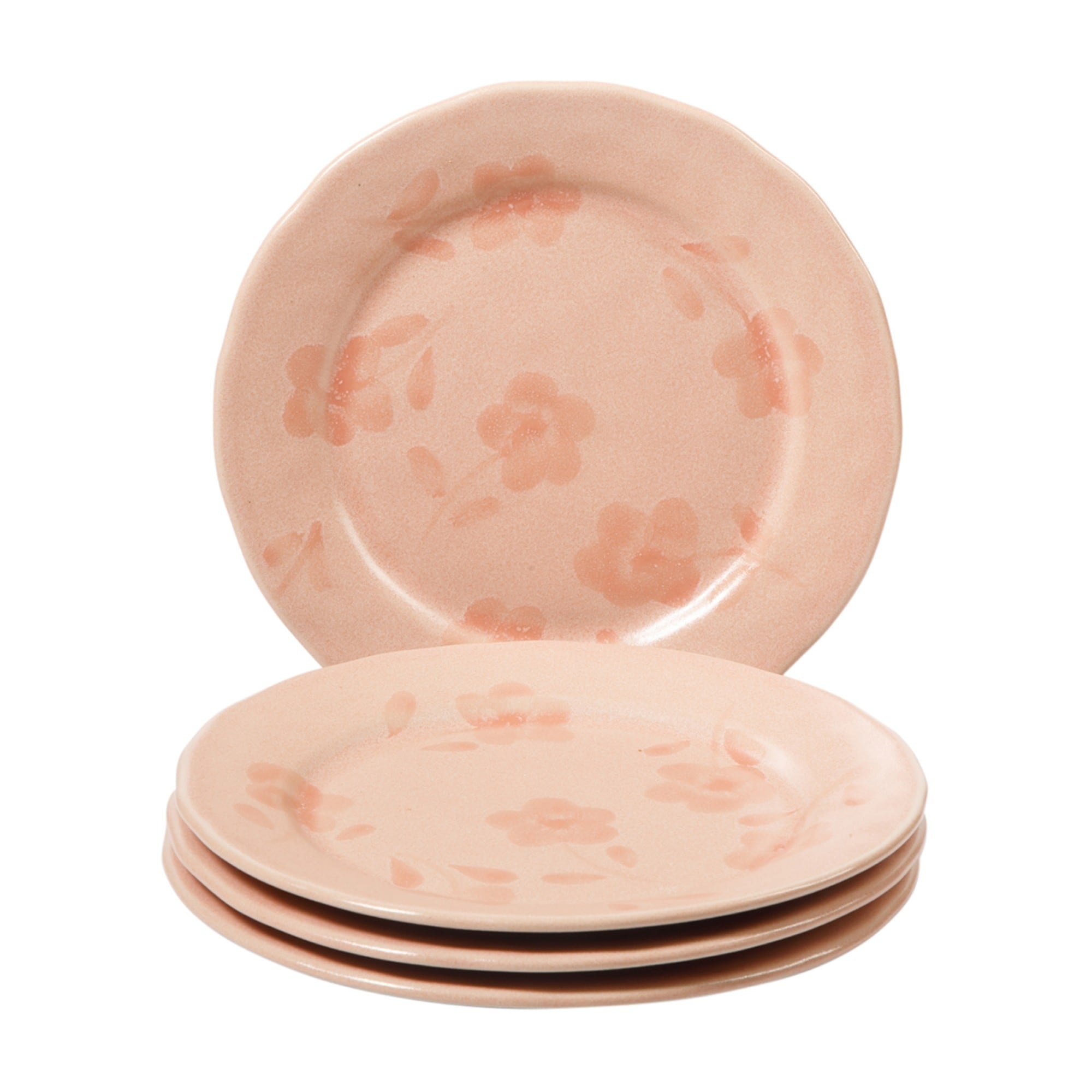 Bloomhouse Hand Painted 8.6 Inch Salad Plates Set Of 4 Porto Petals Floral Dessert Plates