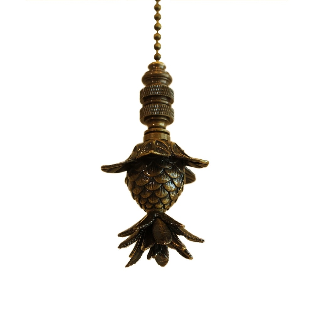 Blooming Pineapple Ceiling Fan Pull 3 H With 12 Antiqued Brass Chain