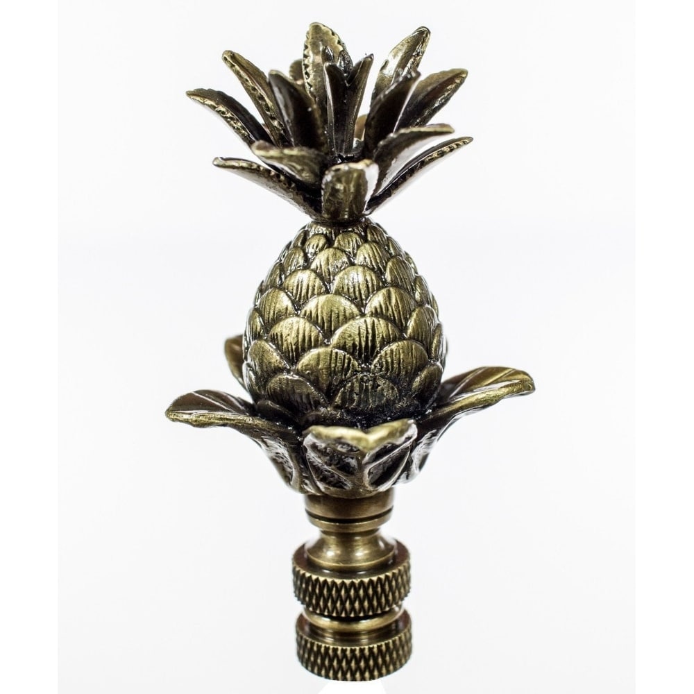 Blooming Pineapple Lamp Finial Antique Brass Metal 3 H