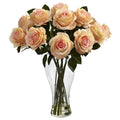 Nearly Natural Blooming Roses In Vase