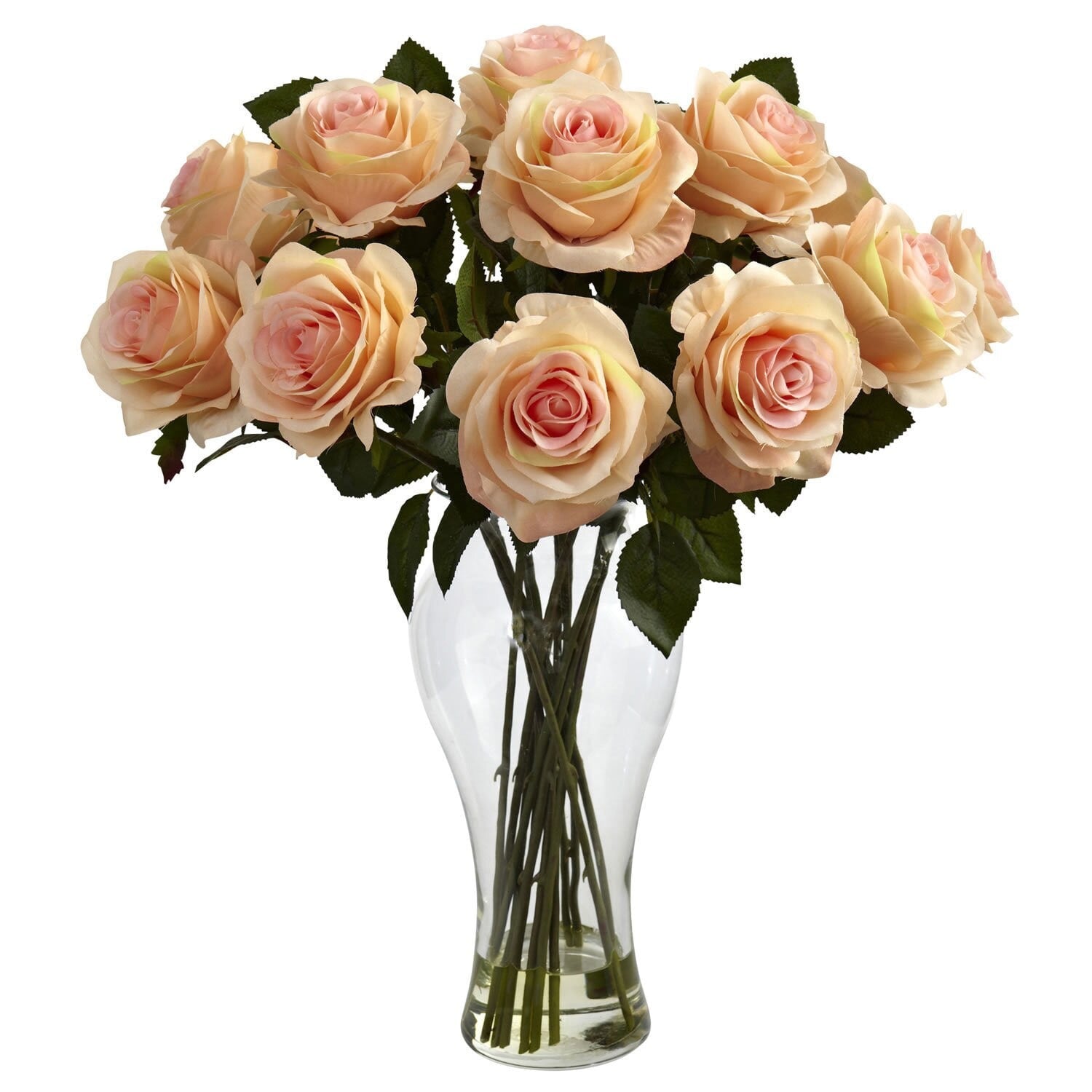 Nearly Natural Blooming Roses In Vase