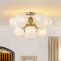 Blossom Round Opal Misty Glass Bubble Sunburst Semi Flush Mount