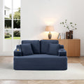 Blue 66.5 Boneless Sofa Couch With 2 Pillows 2 Seater Sofa Couch Upholstered Loveseat With Side Pocket