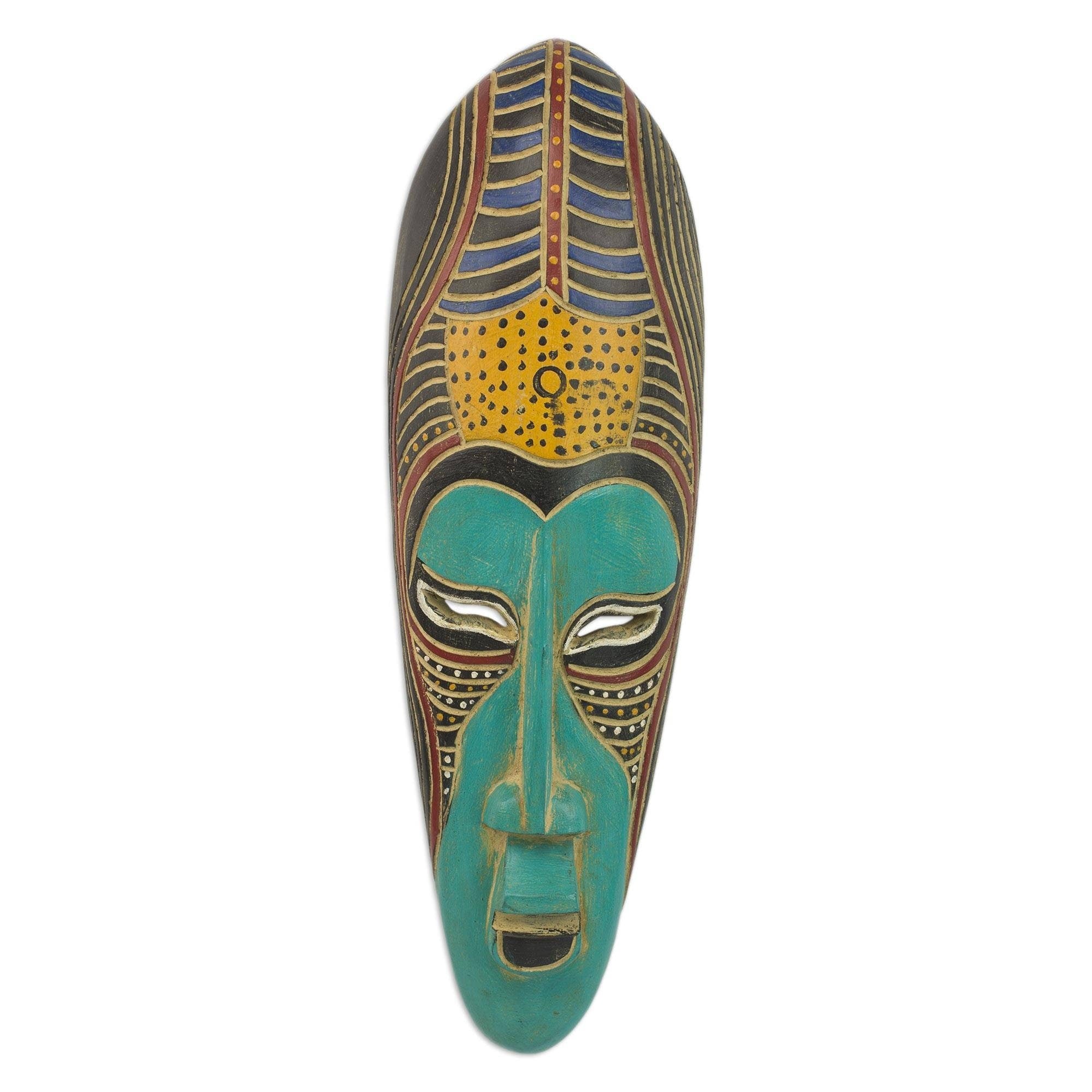 Blue Akoni African Wood Mask Ghana