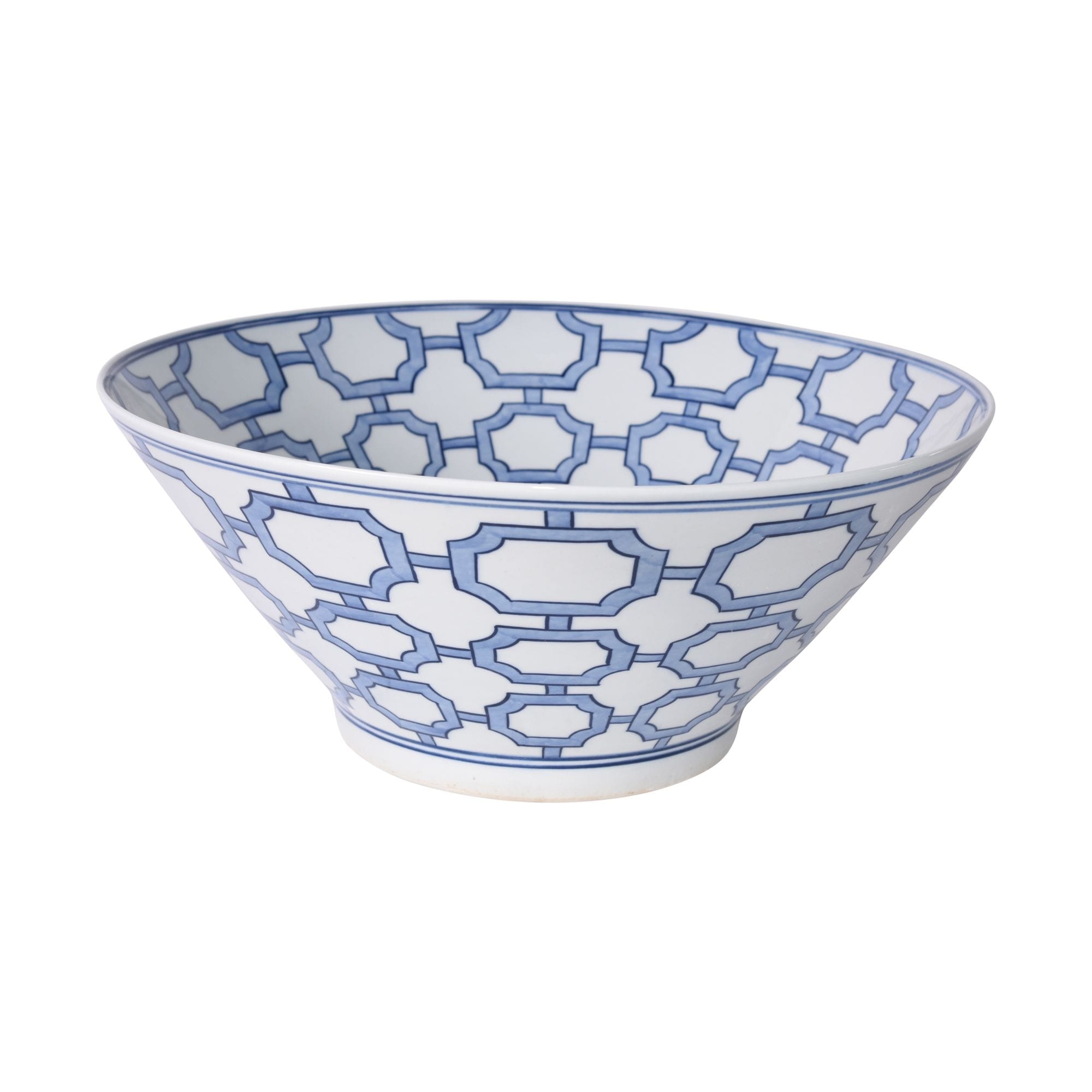 Blue And White Octagonal Window Bowl 15X15X6