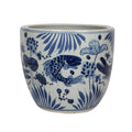 Blue And White Porcelain Planter Lotus Fish Motif