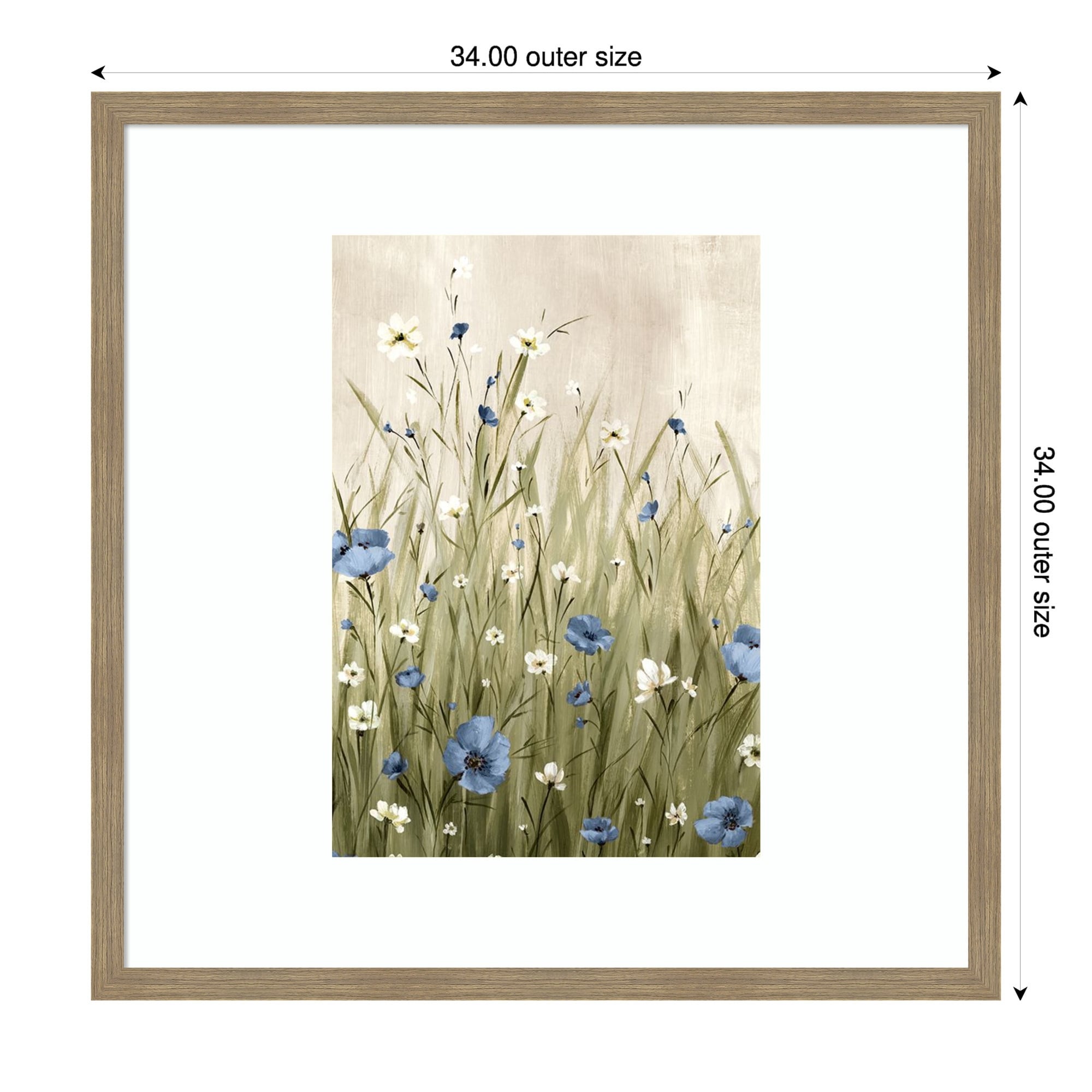 Blue Blossoms In Gentle Meadow By Alex Black Wood Framed Wall Art Print