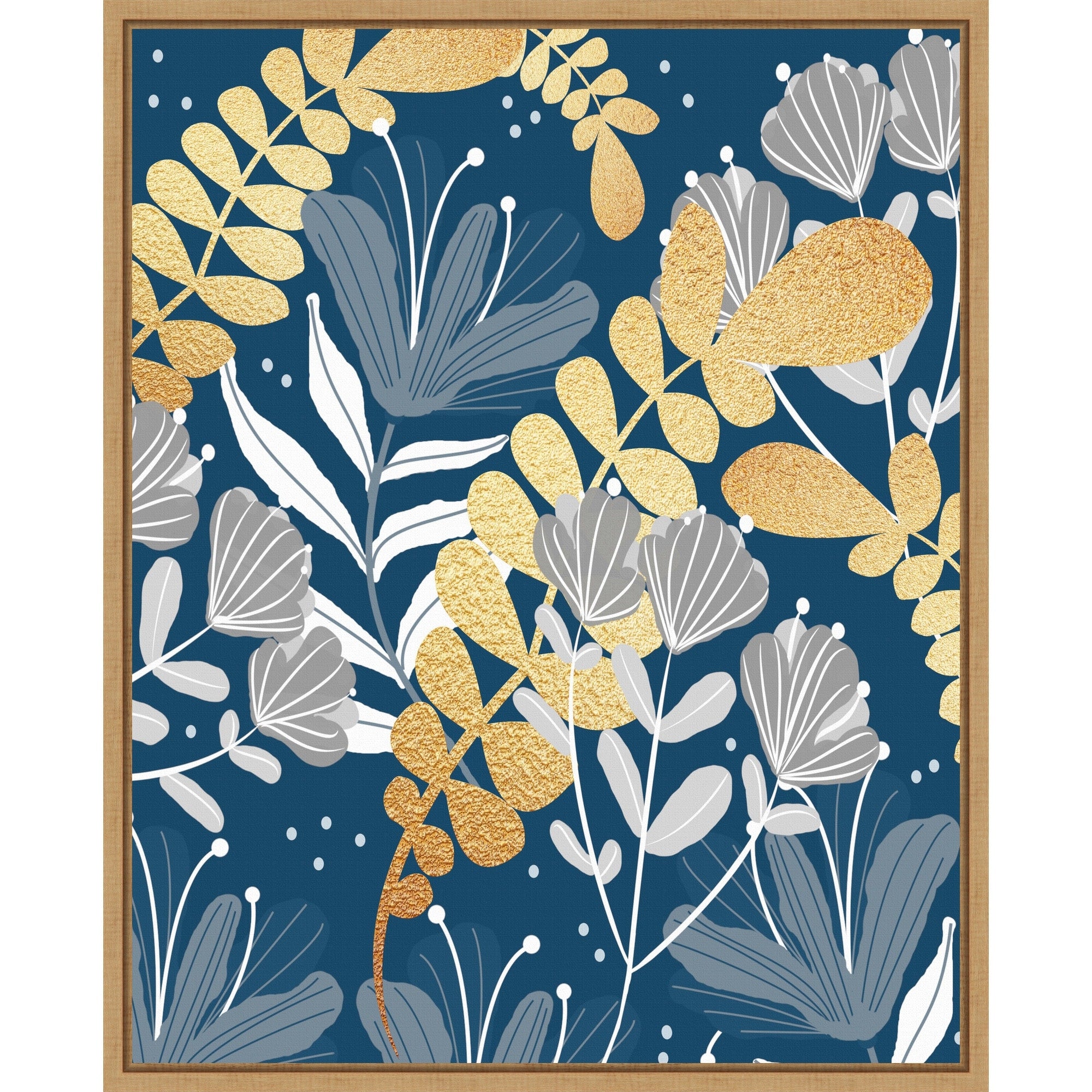 Blue Botanical Garden By Sannel Larson Framed Canvas Wall Art Print