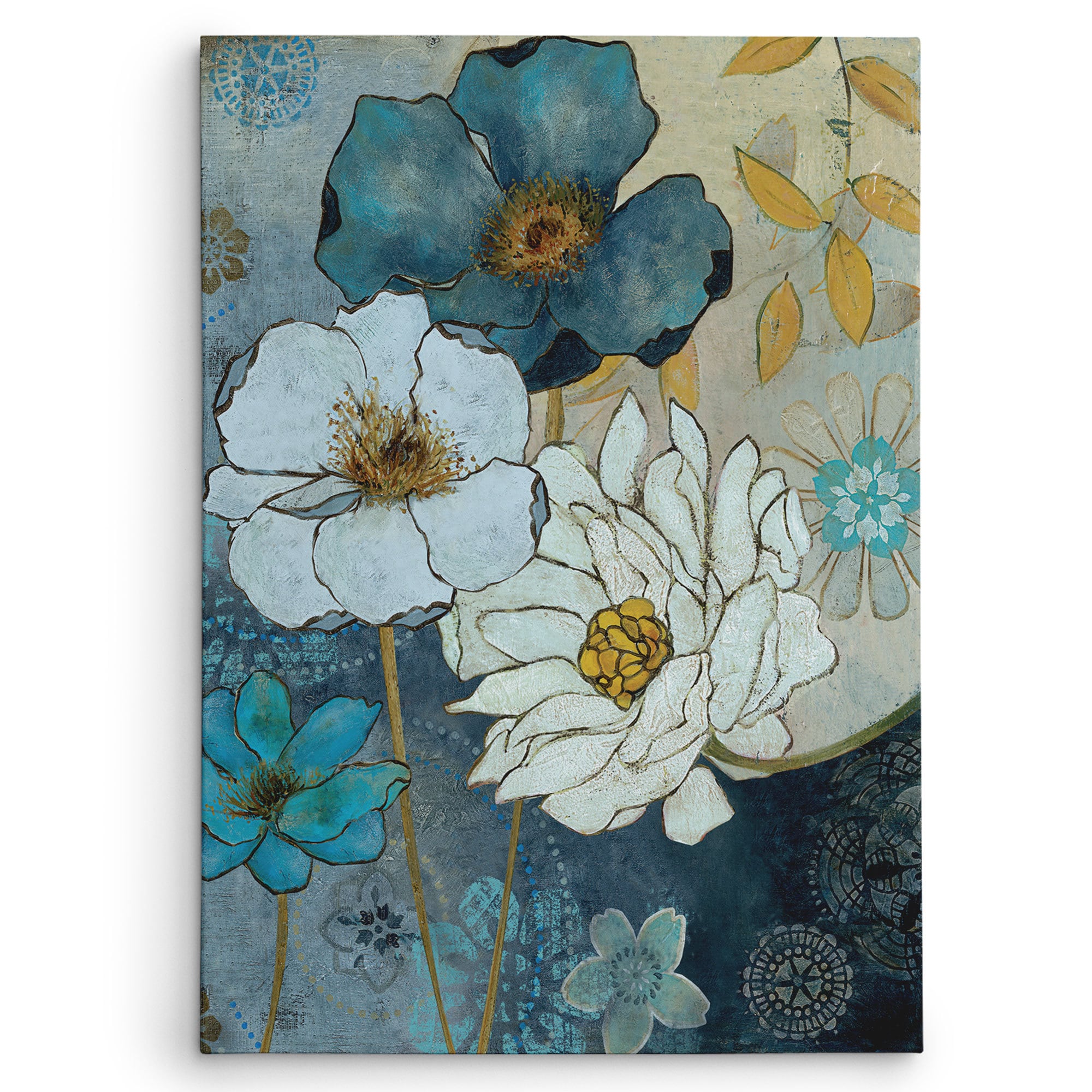 Wexford Home Blue Denim Gardenii Multicolored Canvas Wall Art