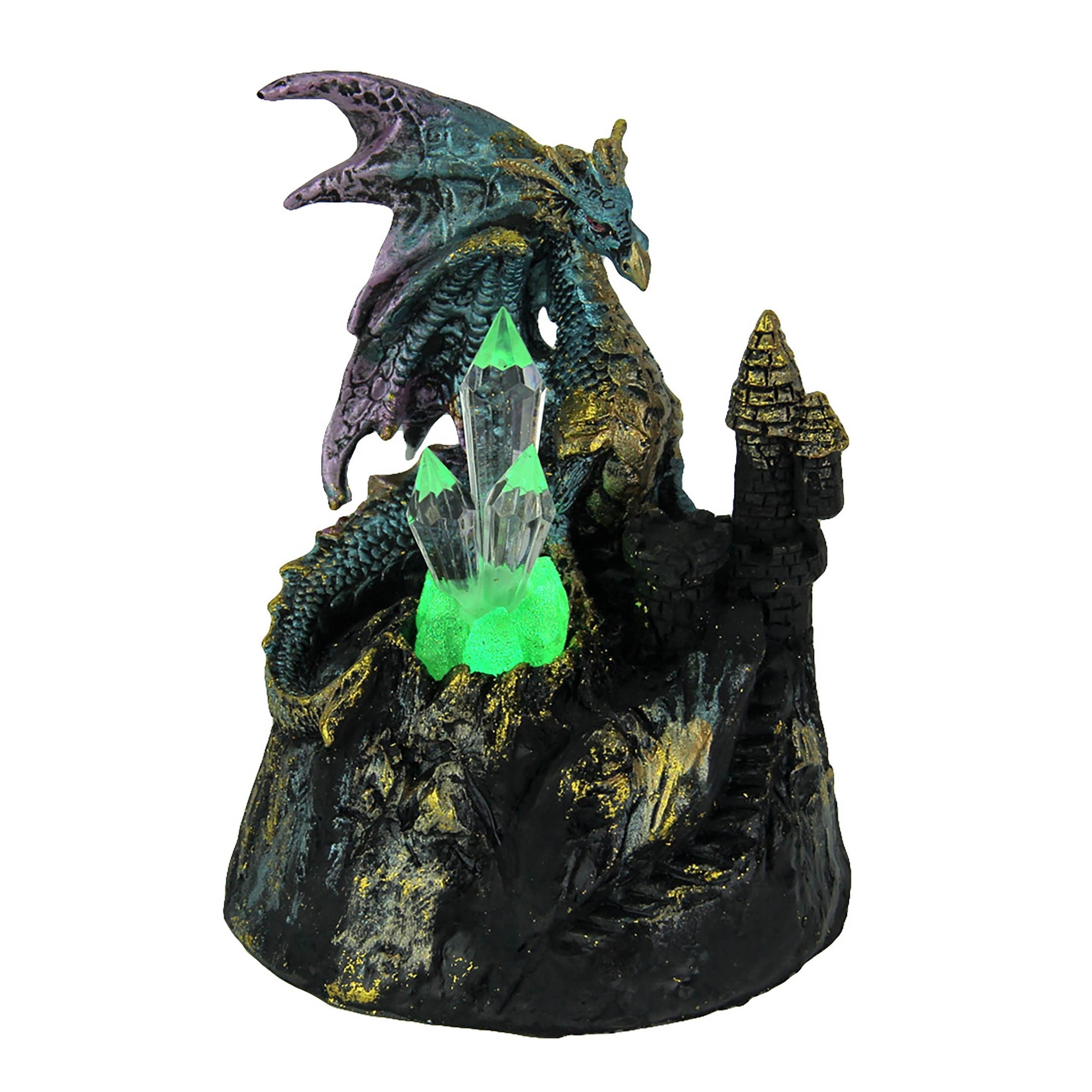 Blue Dragon Of Crystal Castle Color Changing Led Statue 5 X 4 X 3.5 Inches