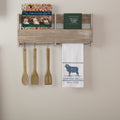 Vhc Brands Farmhouse Tabletop Miller Lamb Blue Cotton Fabric Loop Nature Print Stenciled Muslin Kitchen Towel