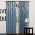 Lush Decor Blue Faux Silk 84 Inch Flower Drop Curtain Panel 42 W X 84 L