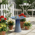 Blue Gradient Ceramic Bird Bath Outdoor Garden Decor