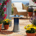 Blue Gradient Ceramic Bird Bath Outdoor Garden Decor