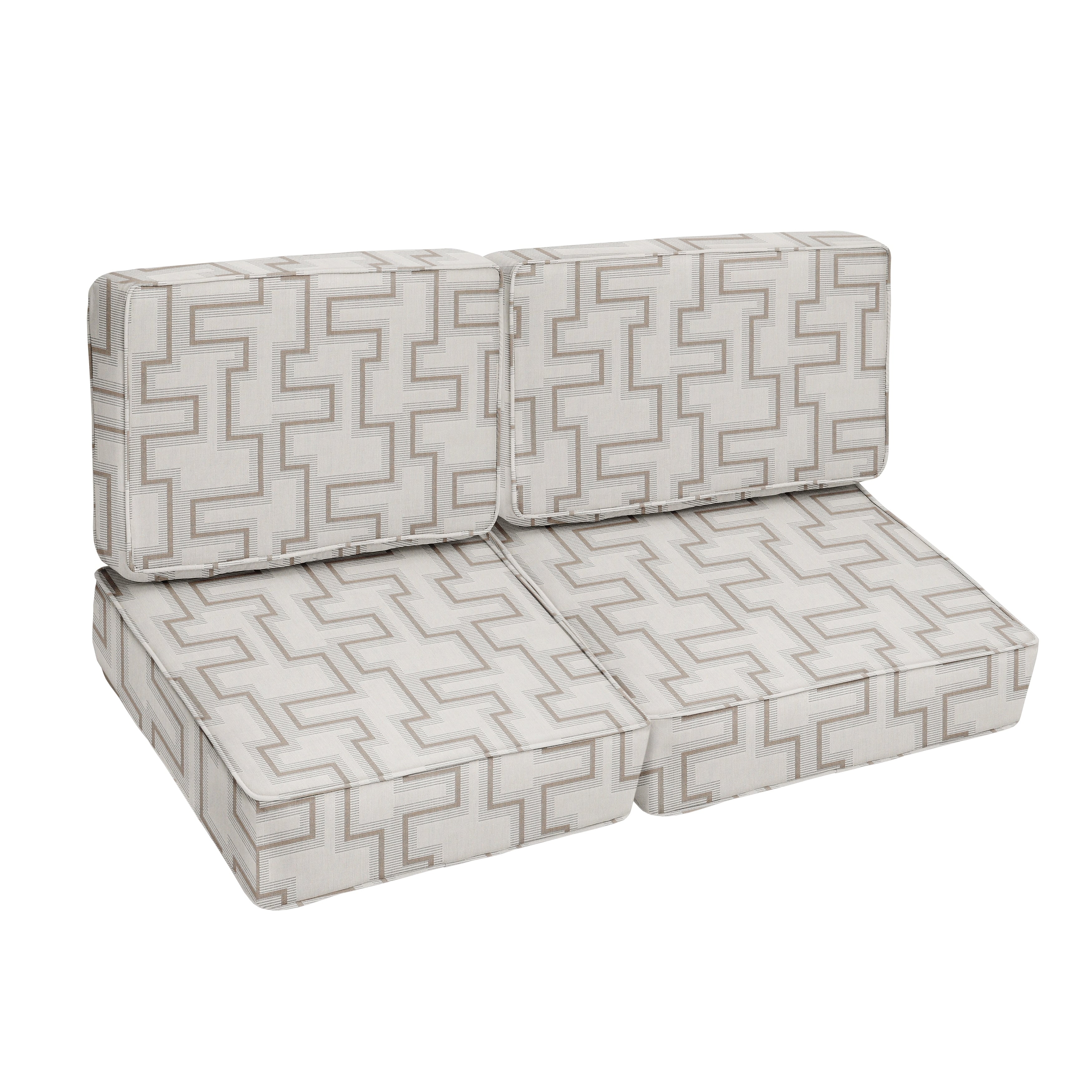 Blue Grey Stone Geometric Indoor Outdoor Corded Loveseat Set 23 In X 47 In X 23 In