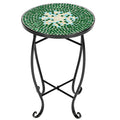 Blue Hawaiian Inlaid Color Glass Round Terrace Bistro Table Coffee Table