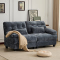 Blue Loveseat 2 Seater Sofa Couch With 2 Pillows 4 Position Reclining Sleeper Sofa Couch With Adjustable Backrest
