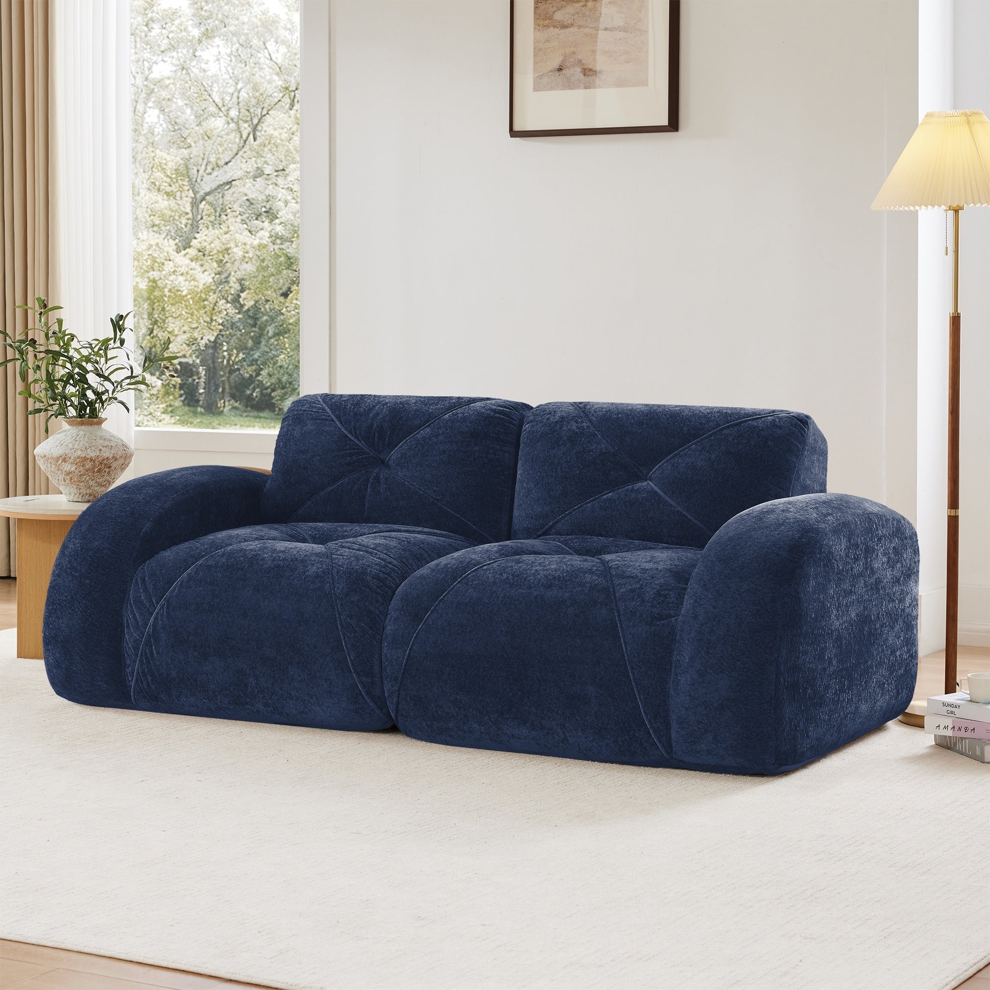 Blue Modular Sectional Sofa Loveseat For Living Room Stylish Accent Couch 2 Seater Sofa Couch Settee