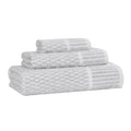 Blue Nile Mills Cotton Blend Medium Weight Checkered Border 3 Piece Towel Set