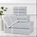 Blue Nile Mills Cotton Blend Medium Weight Checkered Border 8 Piece Towel Set