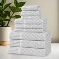 Blue Nile Mills Cotton Blend Medium Weight Checkered Border 9 Piece Towel Set