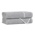 Blue Nile Mills Cotton Blend Medium Weight Checkered Border Bath Towels Set Of 2