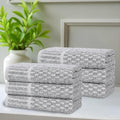 Blue Nile Mills Cotton Blend Medium Weight Checkered Border Hand Towels Set Of 6