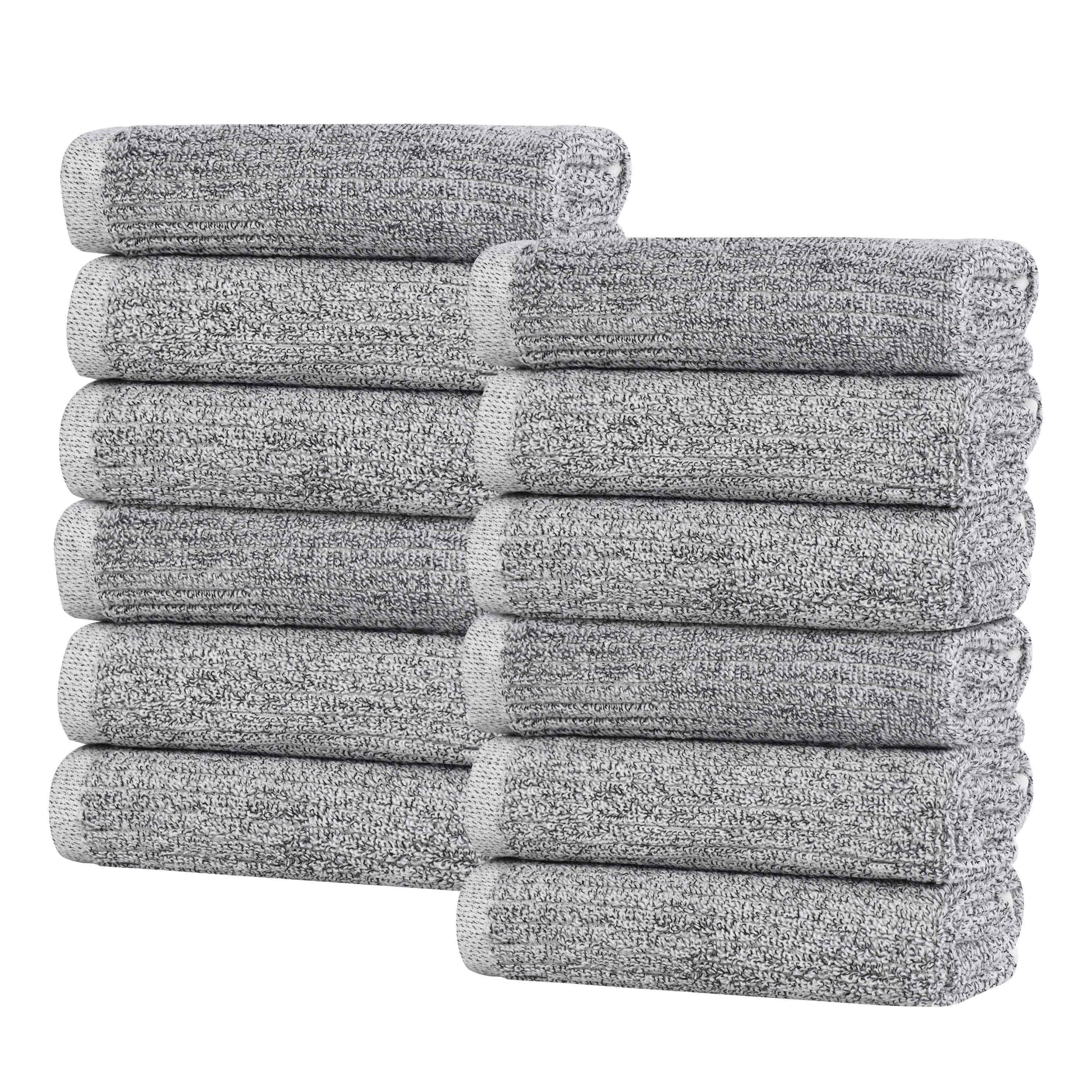 Blue Nile Mills Cotton Blend Medium Weight Solid Face Towels Washcloths Set Of 12