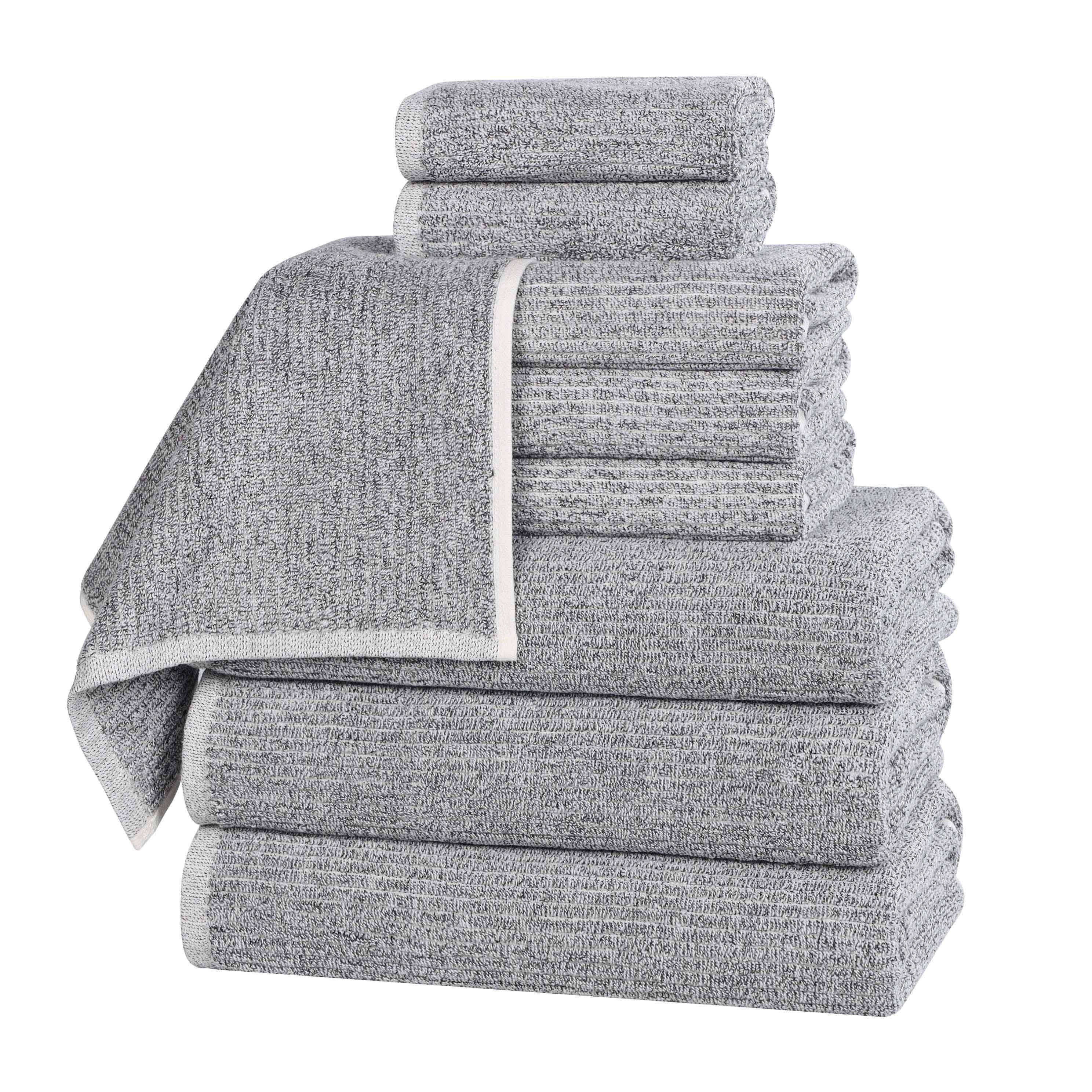 Blue Nile Mills Cotton Blend Medium Weight Solid Ribbed Design 9 Piece Towel Set