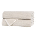 Blue Nile Mills Cotton Blend Medium Weight Solid Ribbed Design Bath Towels Set Of 2