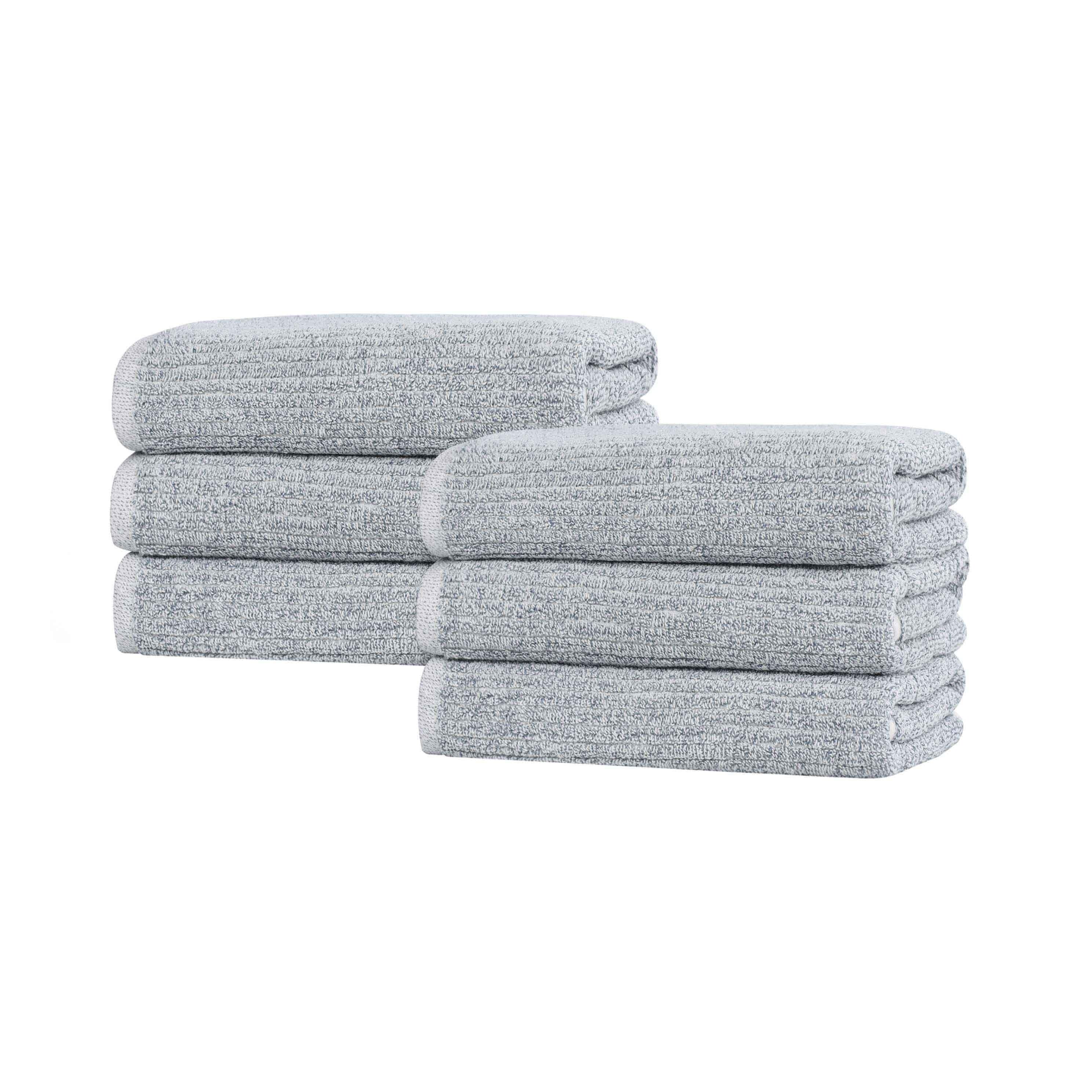 Blue Nile Mills Cotton Blend Medium Weight Solid Ribbed Hand Towels Set Of 6