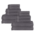 Blue Nile Mills Cotton Geometric Jacquard Plush Soft Absorbent 12 Piece Towel Set