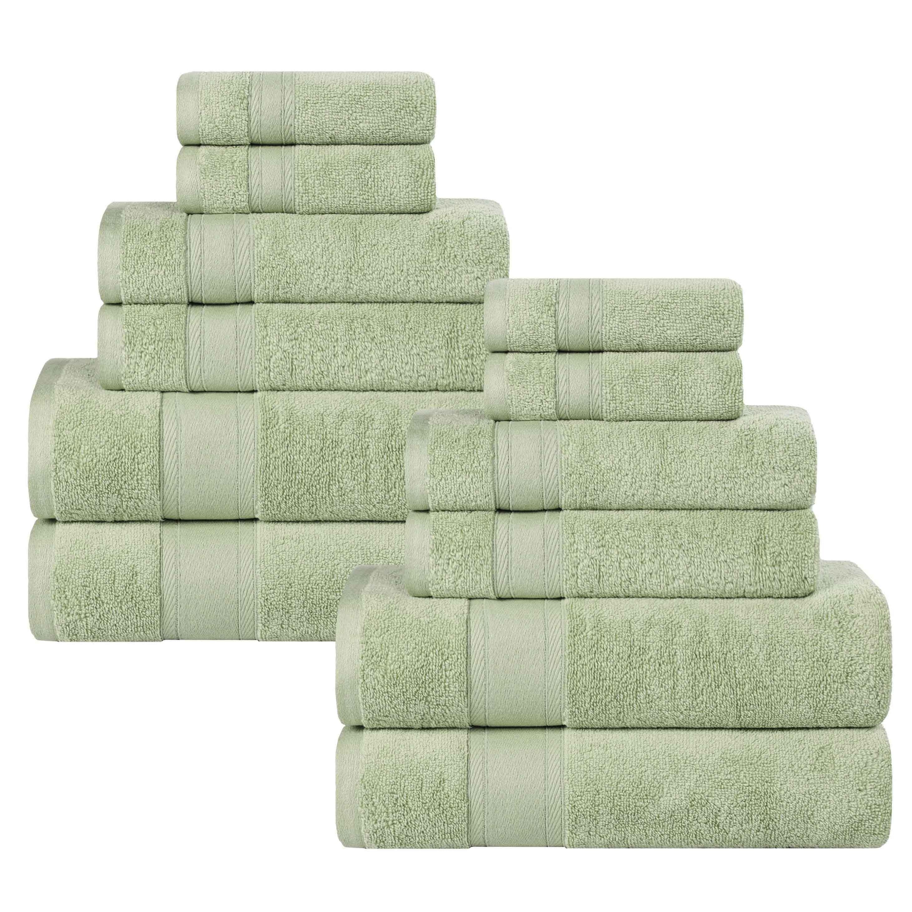 Blue Nile Mills Cotton Medium Weight Soft Absorbent 12 Piece Towel Set