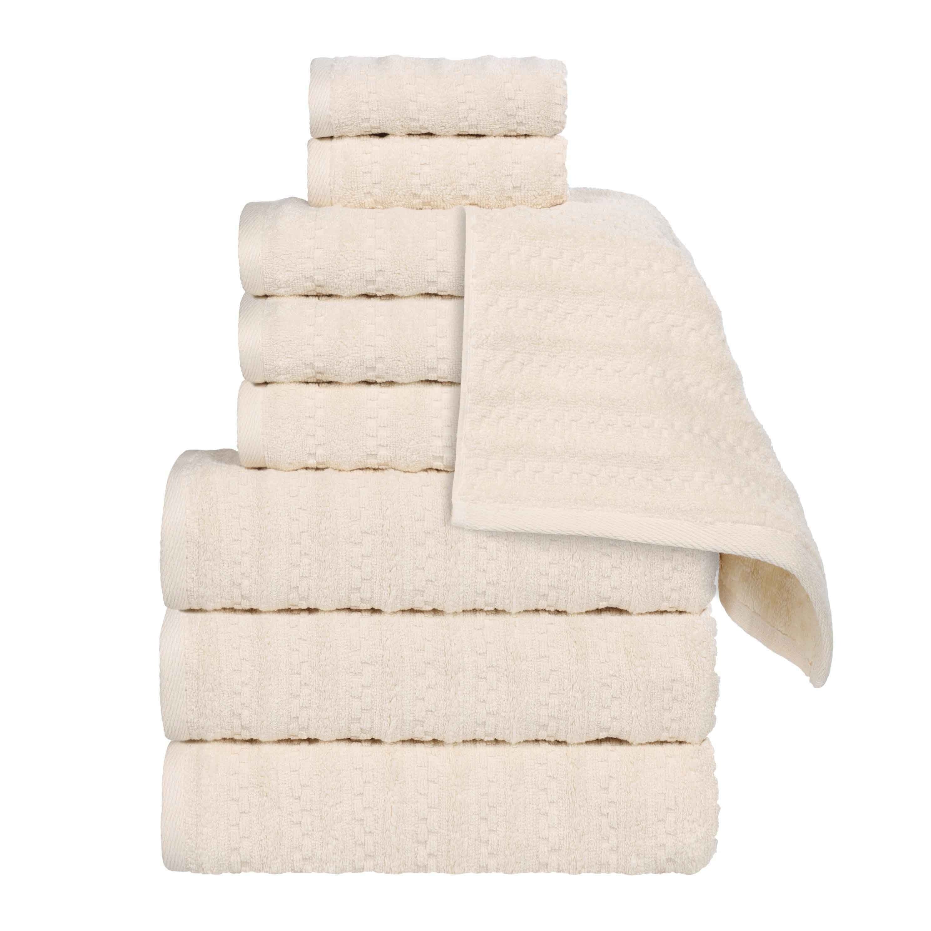 Blue Nile Mills Cotton Medium Weight Soft Absorbent 9 Piece Towel Set