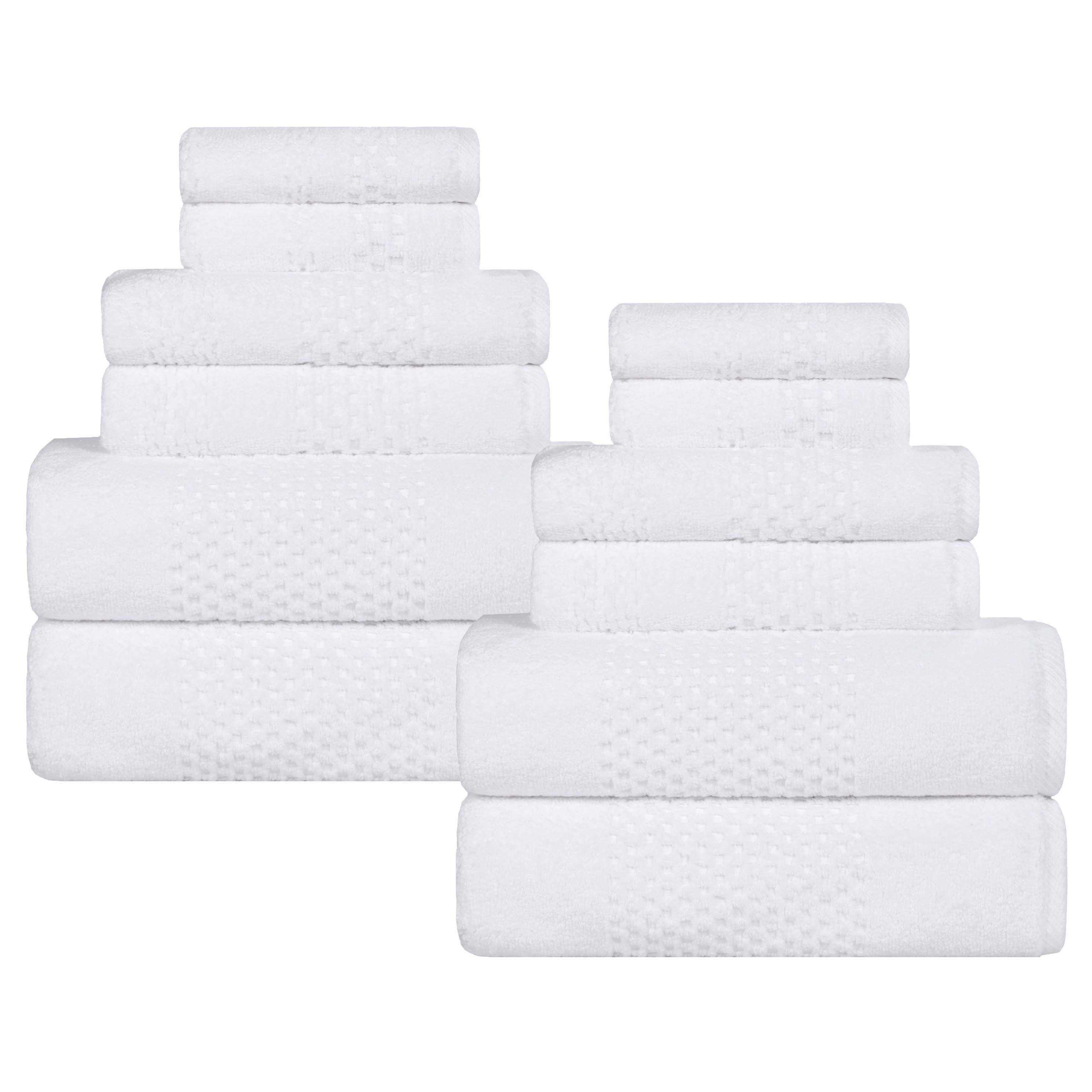 Blue Nile Mills Cotton Medium Weight Solid Waffle Textured 12 Piece Towel Set
