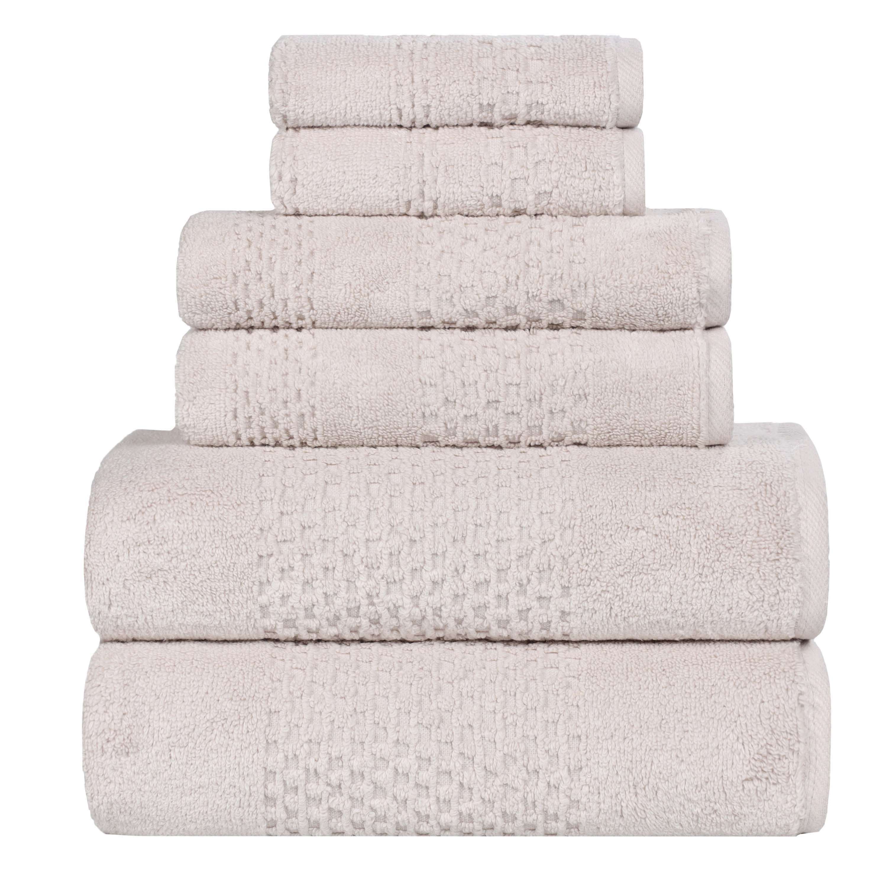 Blue Nile Mills Cotton Medium Weight Solid Waffle Textured 6 Piece Towel Set