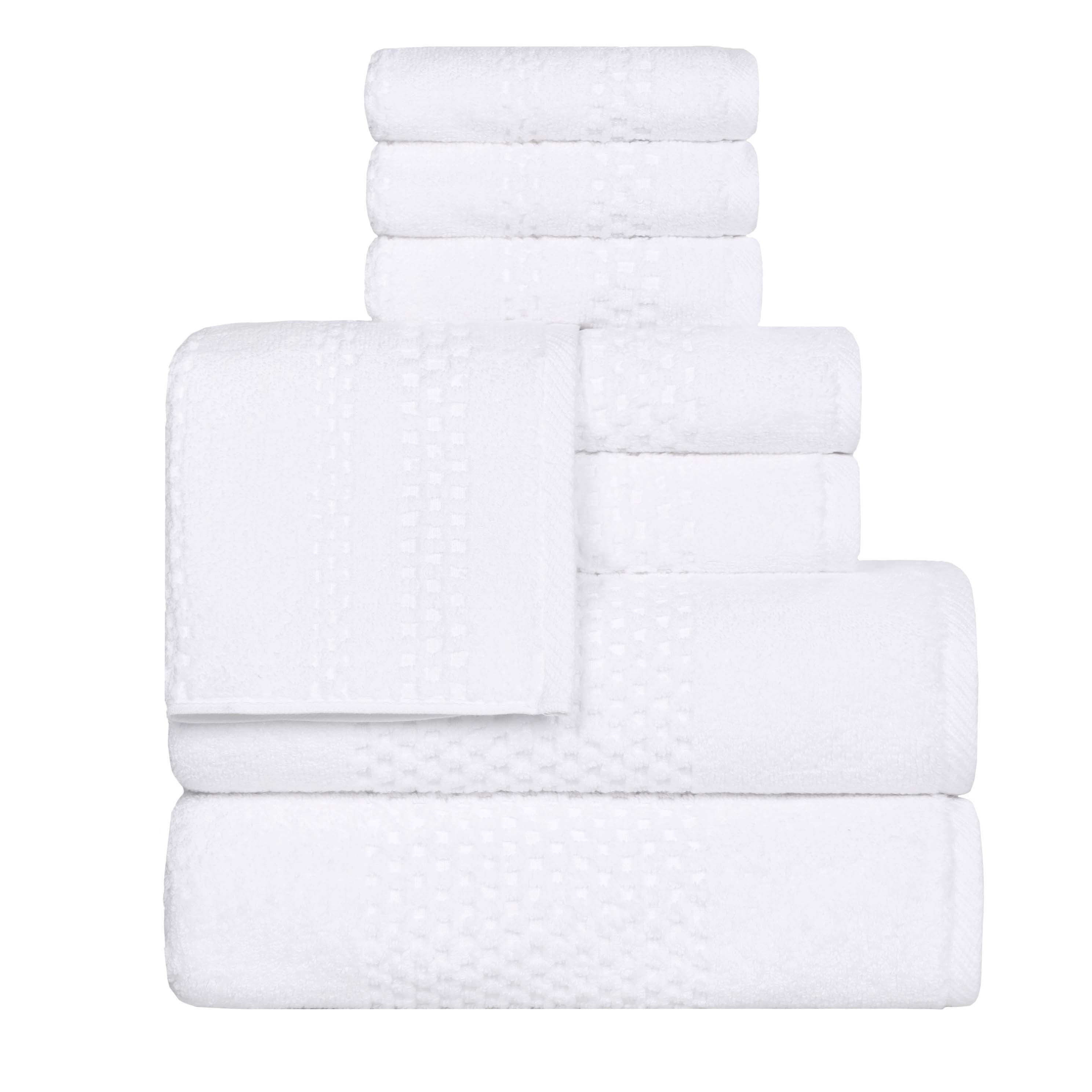 Blue Nile Mills Cotton Medium Weight Solid Waffle Textured 8 Piece Towel Set