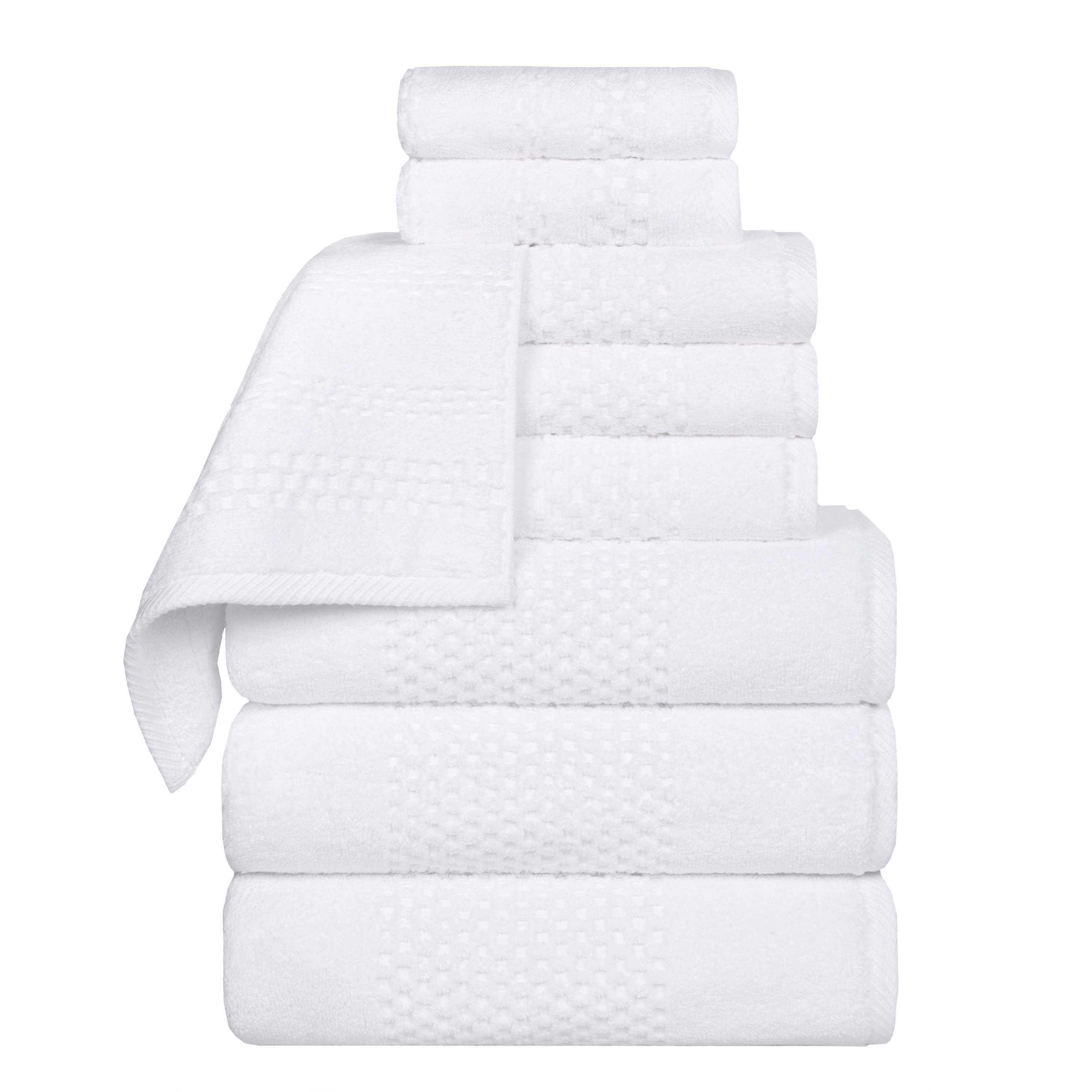 Blue Nile Mills Cotton Medium Weight Solid Waffle Textured 9 Piece Towel Set