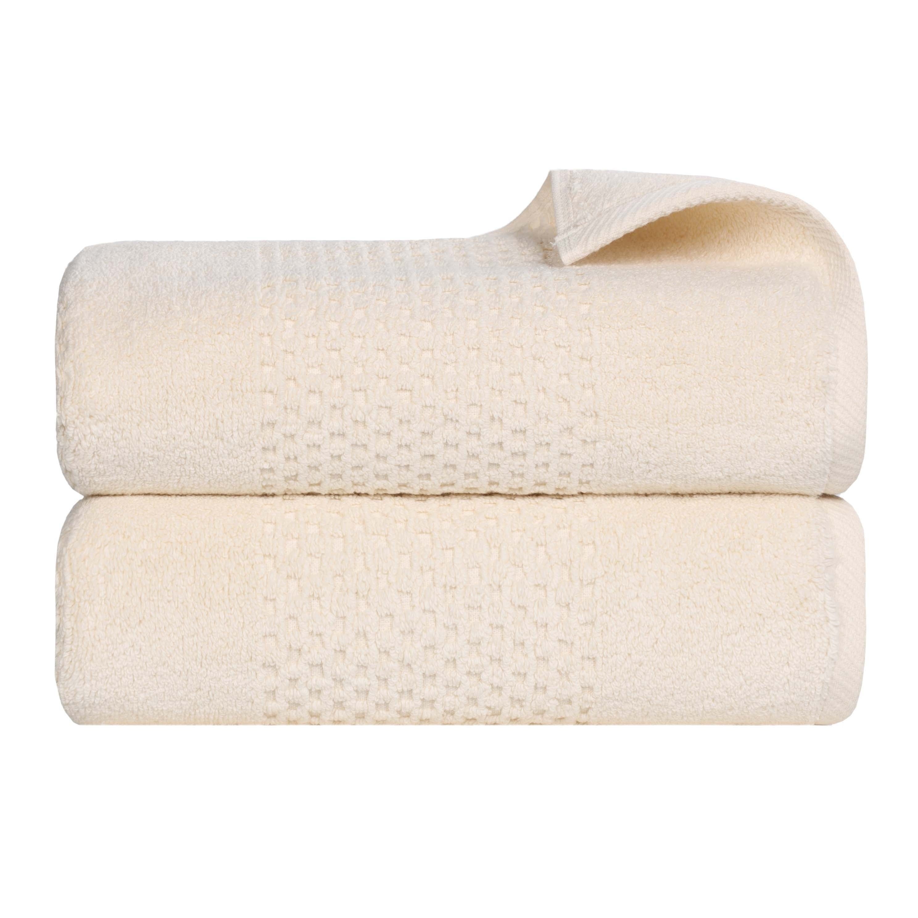 Blue Nile Mills Cotton Medium Weight Solid Waffle Textured Bath Towels Set Of 2