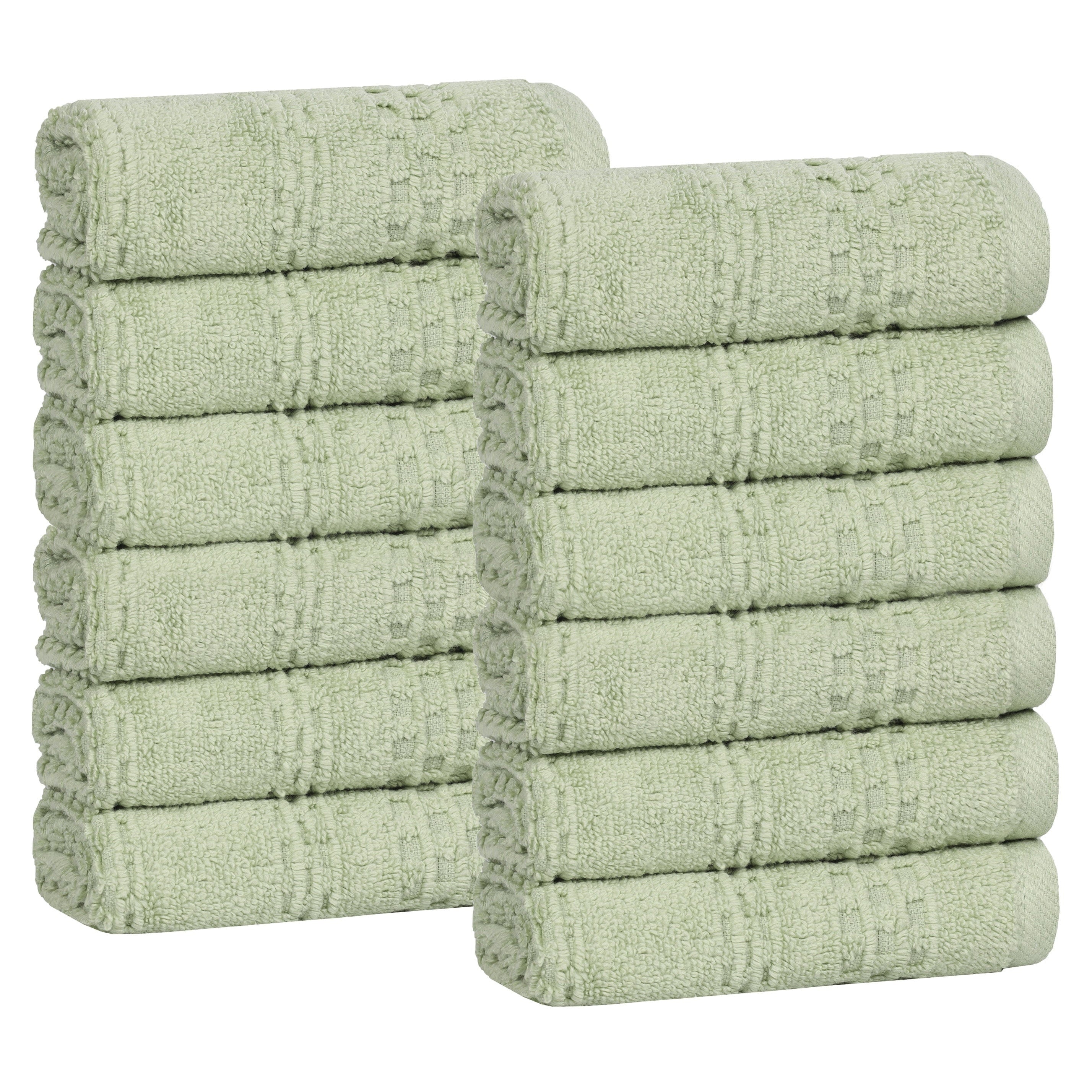 Blue Nile Mills Cotton Solid Waffle Textured Face Towels Washcloths Set Of 12