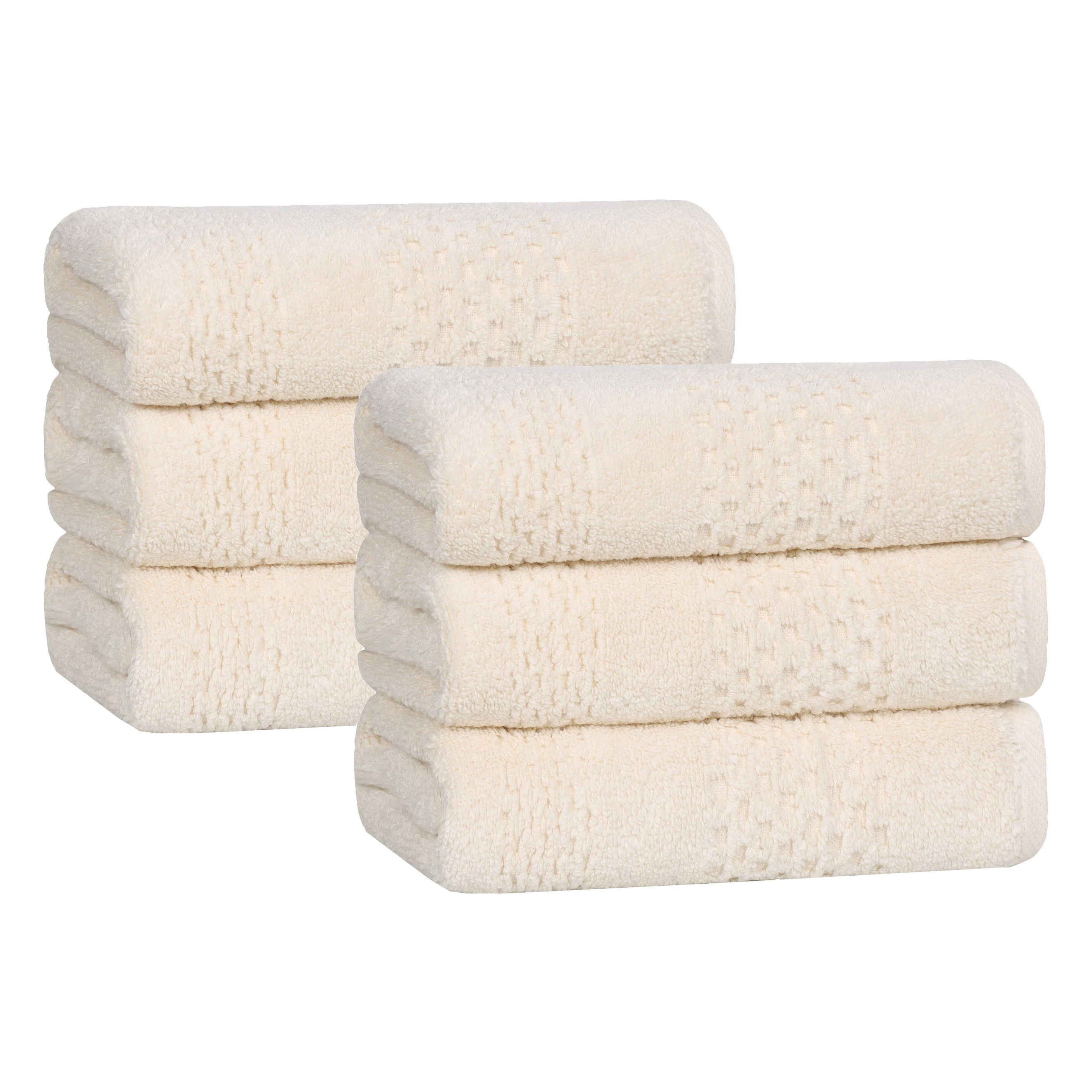 Blue Nile Mills Cotton Solid Waffle Textured Hand Towels Set Of 6