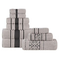 Blue Nile Mills Cotton Solid And Jacquard Elegant Floral Absorbent 9 Piece Assorted Towel Set